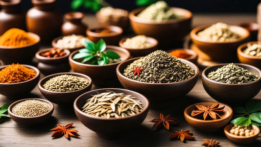 image showing a huge variety of Asian and Chinese herbs showcasing the heritage of LUWIN skincare