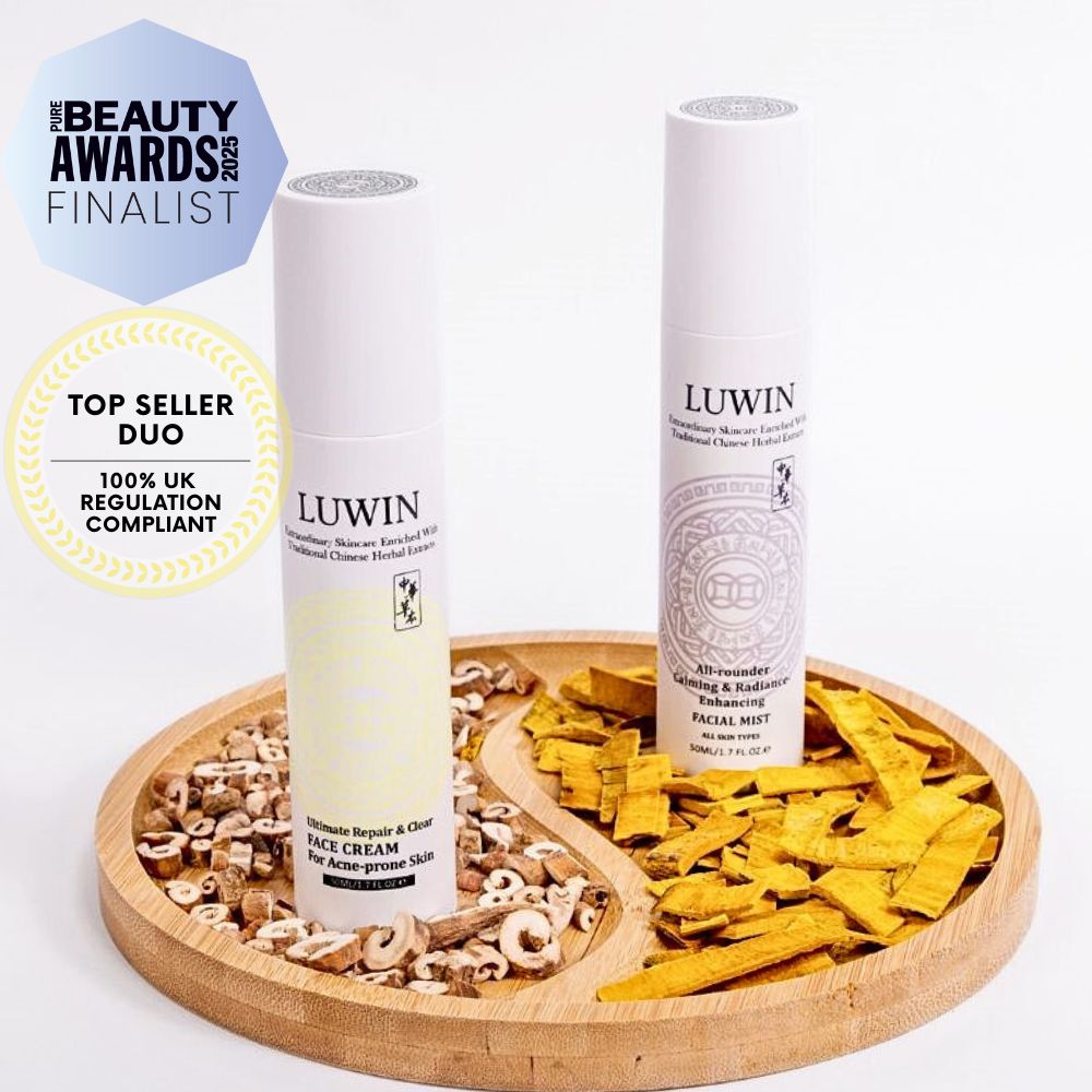 LUWIN Ultimate Calming & REpair Dup set for acne-prone skin, award finalist and trusted best-seller herbal skincare with visible results.