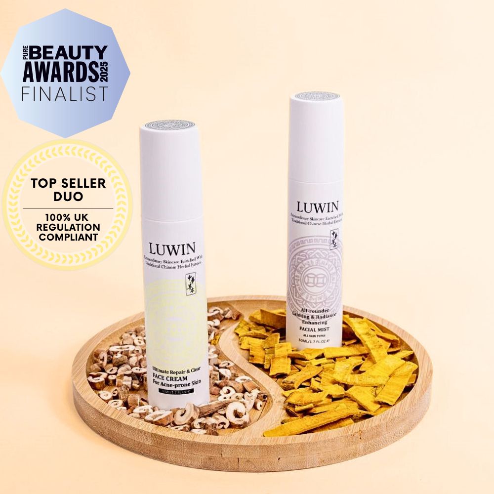 LUWIN Ultimate Calming & REpair Dup set for acne-prone skin, award finalist and trusted best-seller herbal skincare with visible results.